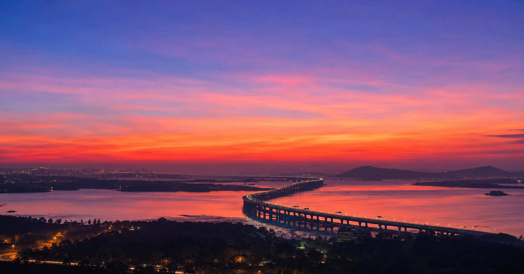 Sunset bridge panorama